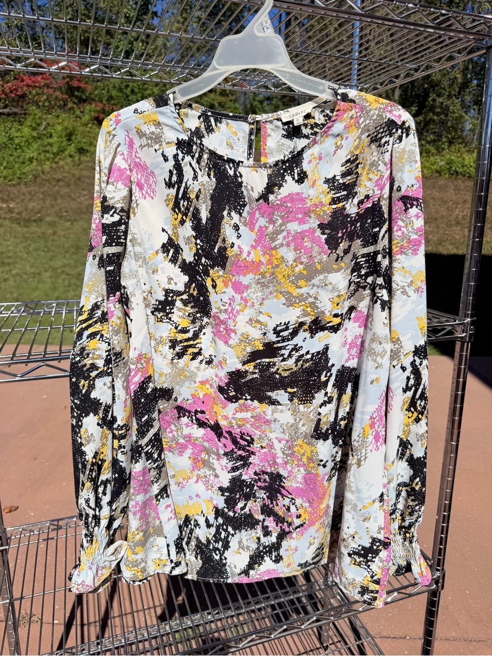 JODIFL Abstract Print Long Sleeve Tunic in Pink, Black & Gold